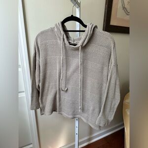 LOFT Women's Hooded Sweater - light sage green - grey
